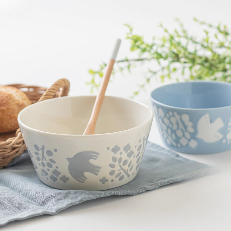 PLANTAREE / 13cm 日本陶瓷餐碗附蓋 / 飛鳥淺藍 - Chop & Chew