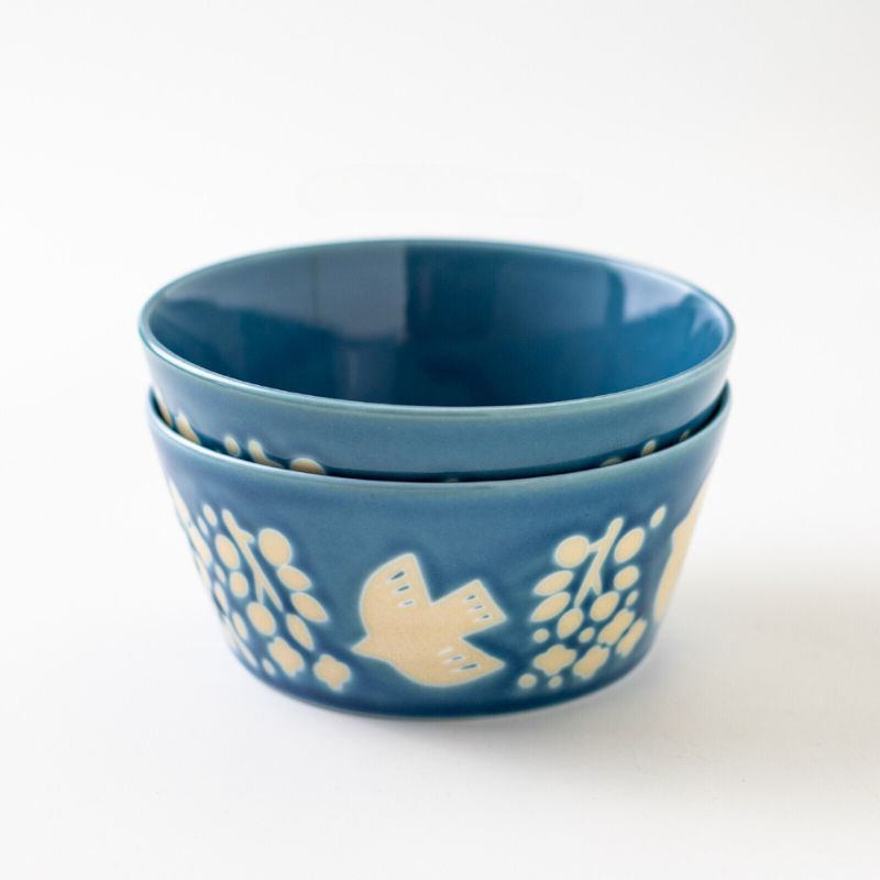PLANTAREE / 13cm 日本陶瓷餐碗附蓋 / 飛鳥藍 - Chop & Chew