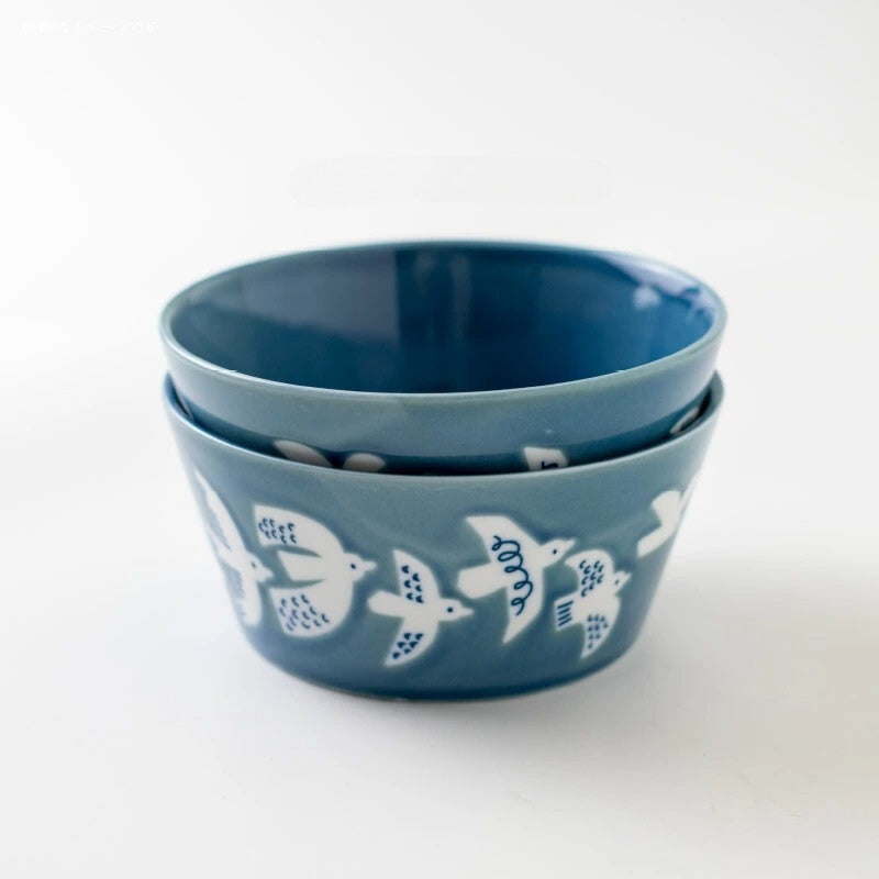 PLANTAREE / 13cm 日本陶瓷餐碗 附蓋 / 翠鳥 - Chop & Chew