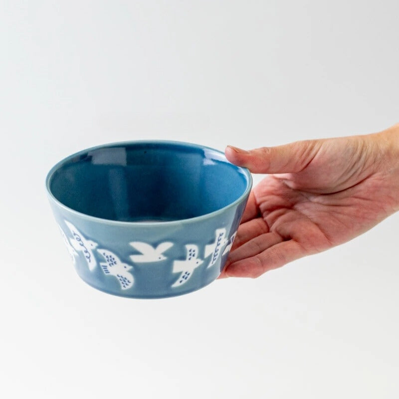PLANTAREE / 13cm 日本陶瓷餐碗 附蓋 / 翠鳥 - Chop & Chew